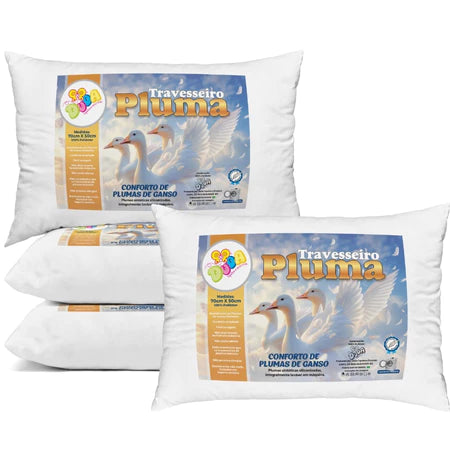 Kit 4 Travesseiro Pluma de Ganso