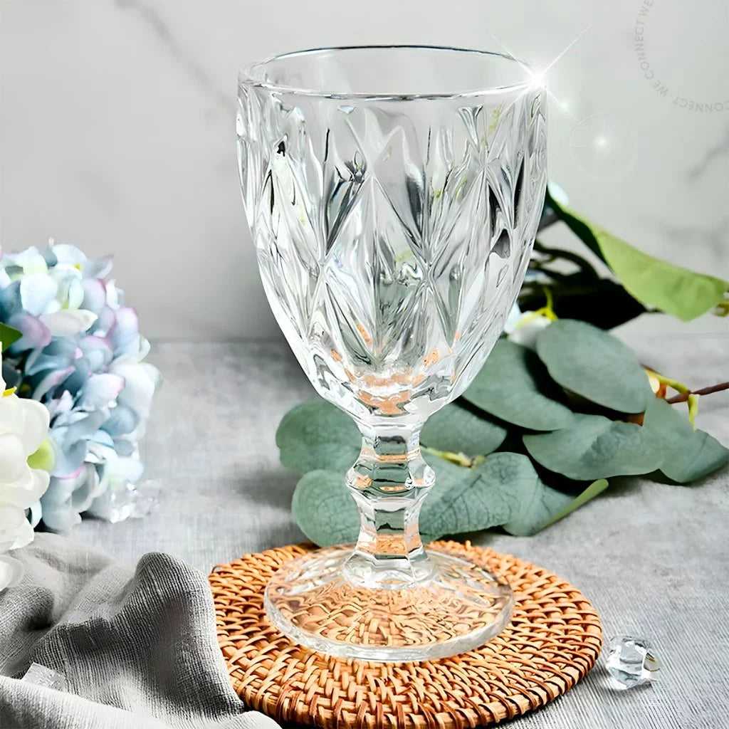 Jogo De 6 Taças De Vidro Diamond Transparente 340ml