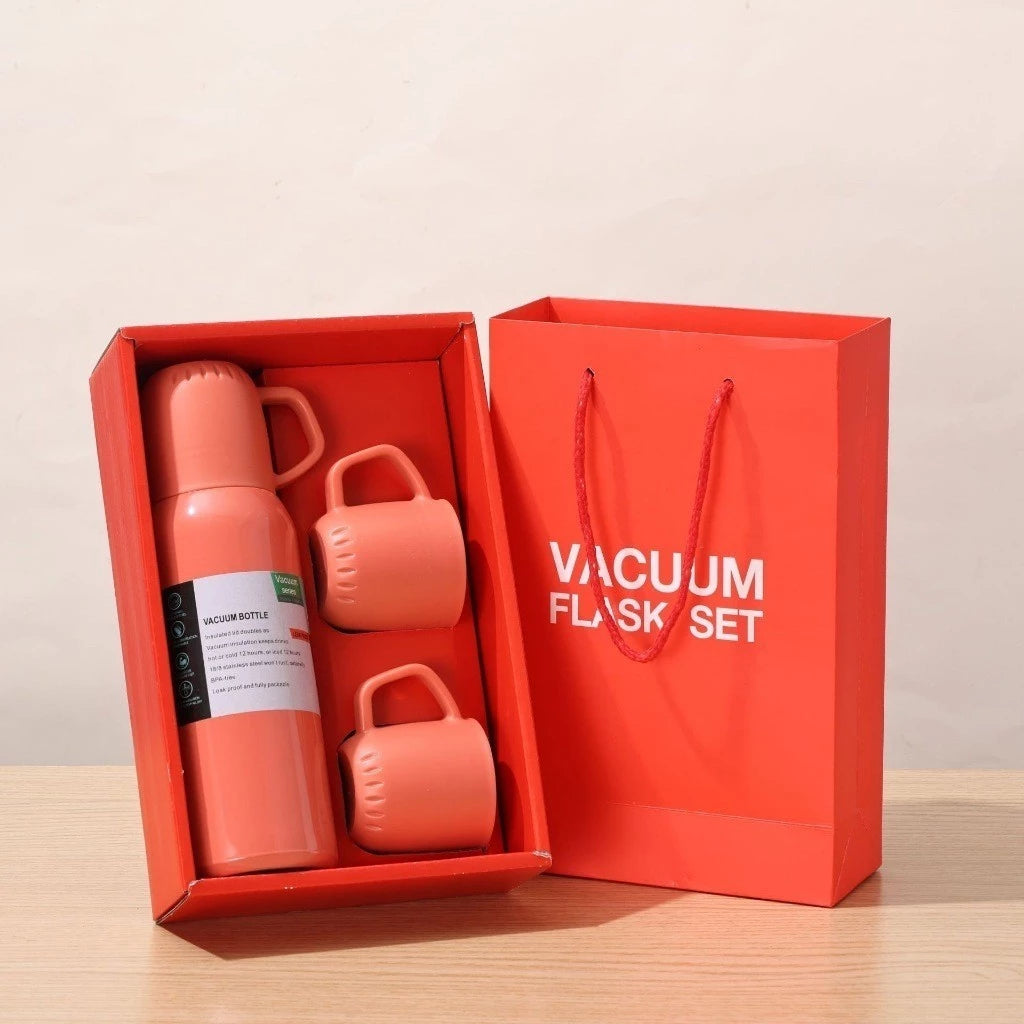 Kit Garrafa Térmica Vacuum + 3 Xícaras